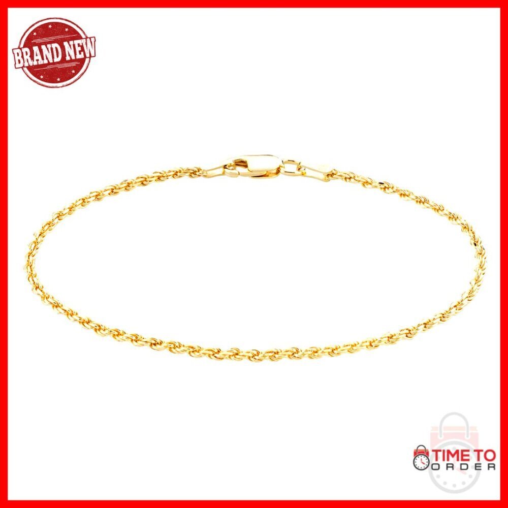 Sterling Silver Rope Chain Bracelet, Lobster Clasp, Unisex, 6.5 Inch